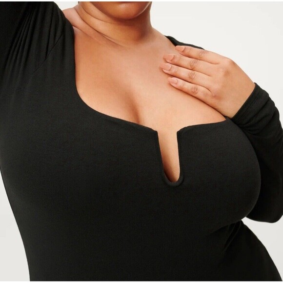 Good American U‎ Ring Midi Dress Women’s Size 3XL/4XL Black Long Sleeve (GA7) - Picture 3 of 11